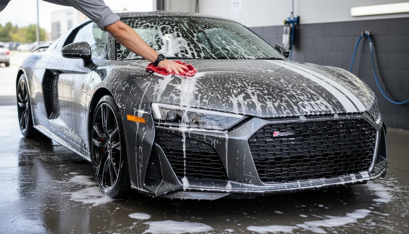 Hand washing an Audi R8 — Gemstar Detailing Boise